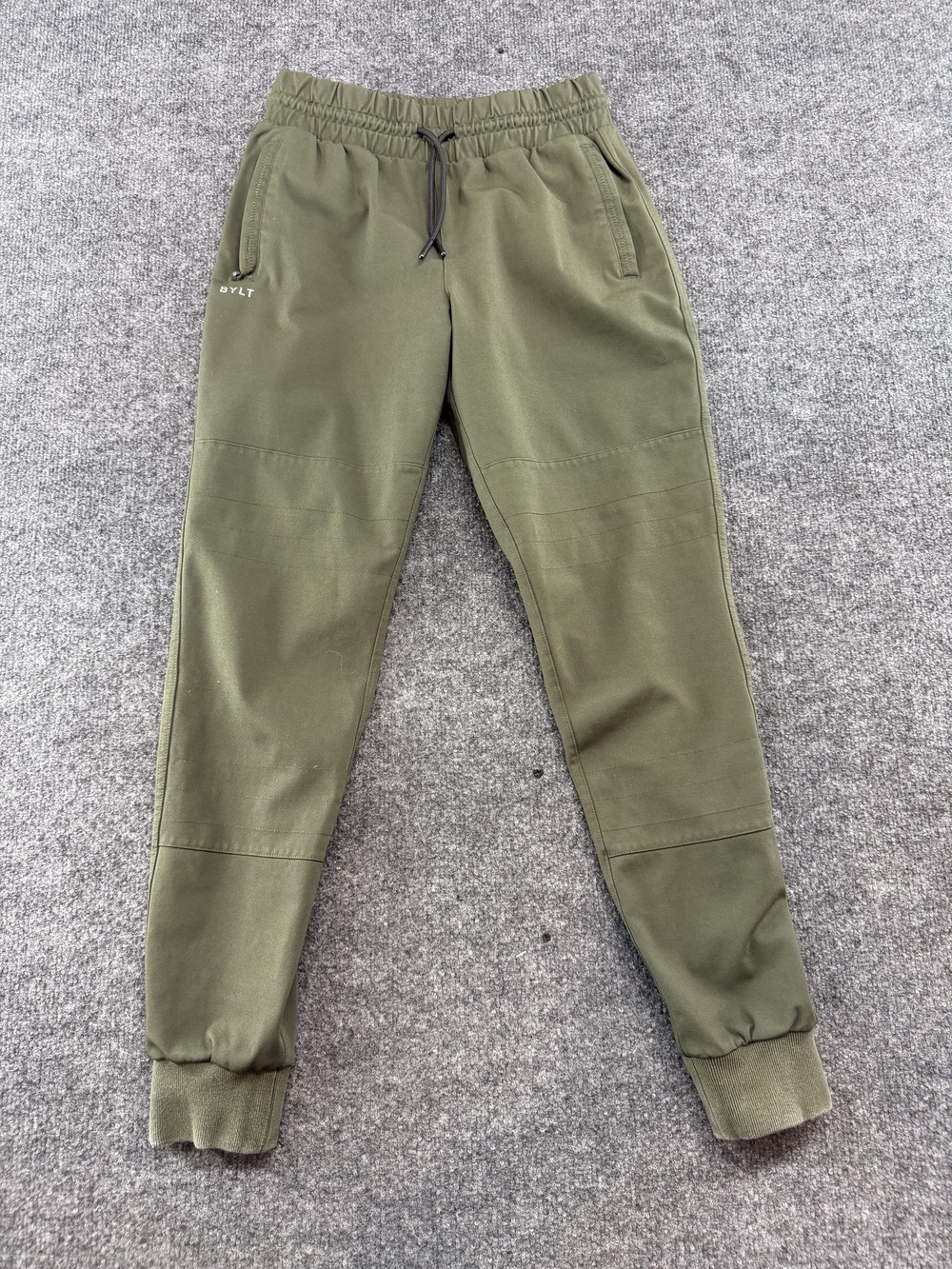 BYLT Pants Mens Small Green Elite+ Joggers Elastic Waist Cuffed Pockets Gym